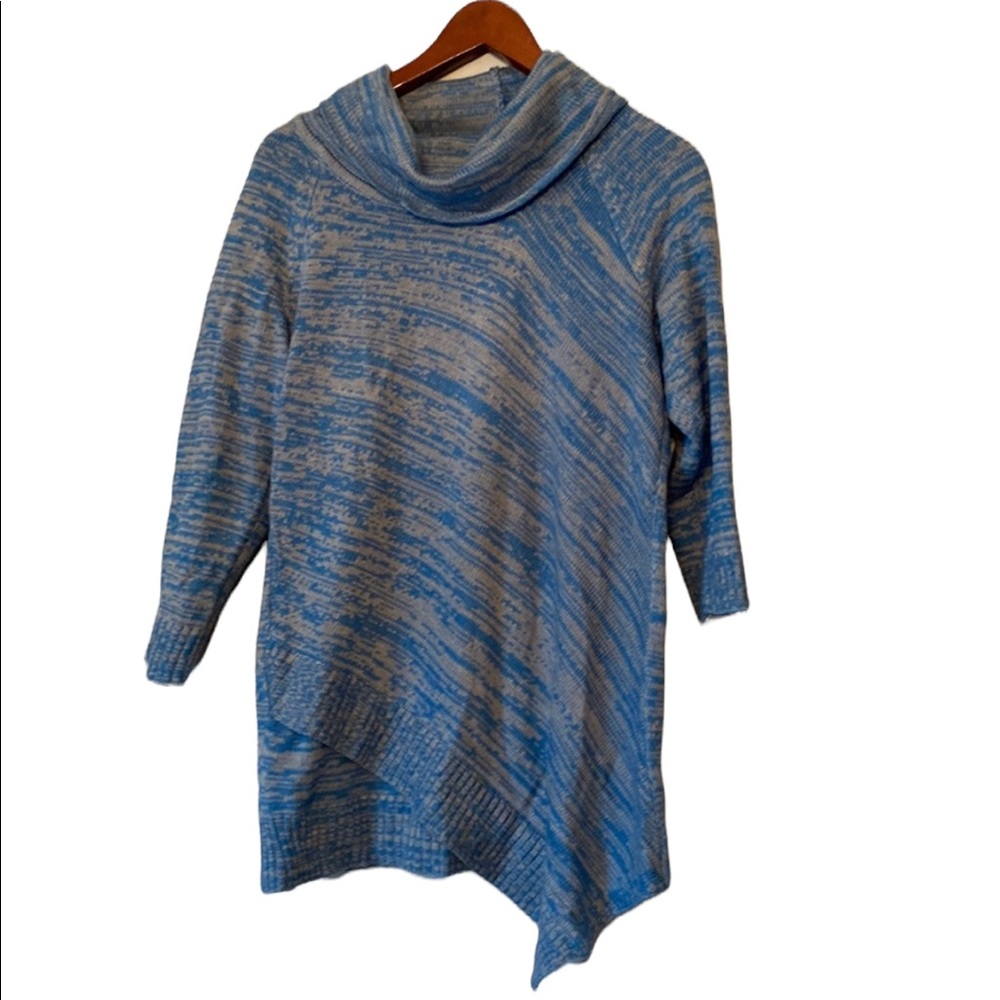 Women’s Design 365 Cowl Neck Turquoise and Gray Sweater